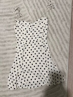 Reformation Cream and Black Polka Dot Slip Dress